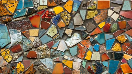 Poster - Vibrant mosaic centerpiece with mirrored, abstract tiles forms a captivating display.