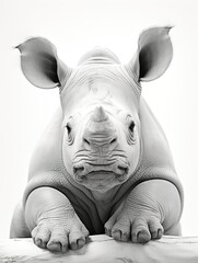 Canvas Print - white rhino on black