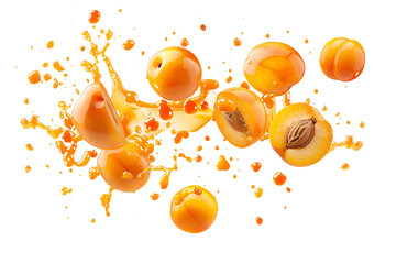 Wall Mural - Fresh Orange Juice plum Splash on transparent Background