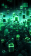 © jiejie - Floating glowing green cube
