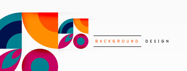 Poster - A vibrant graphic design featuring circles and squares in shades of magenta and electric blue on a white background, perfect for a modern brand logo or paper product