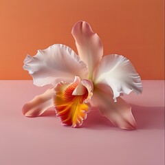 Wall Mural - Orchid Flower with Pink Background