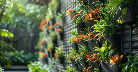 A concrete wall is covered with plants