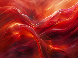 Poster - Abstract Artwork in Vibrant Reds and Oranges, Composed of Fluid Lines and Shapes, Showcasing a Dynamic Design Style on a Neutral Background, Ideal for Contemporary Art Galleries and Interior Decoratio