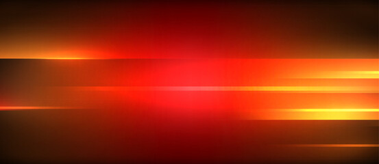 Poster - An amber and orange sky with a blurred effect, resembling a red sky at morning afterglow. The horizon is painted in tints and shades, creating a geological phenomenon in the sky