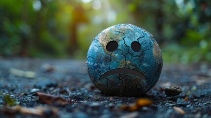 cracked sad earth, metaphor of human impact on nature and global warming
