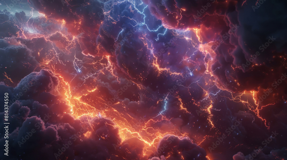 Stormy sky crackles with multiple cloud-to-ground lightning strikes ...