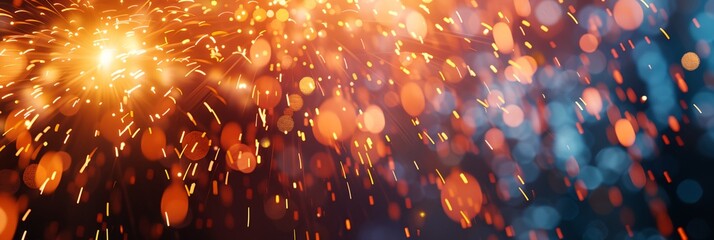 Poster - fireworks with bright colors and sparkles in the background
