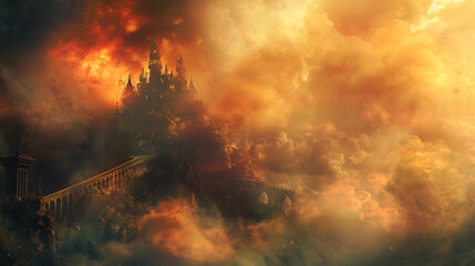 Wall Mural - Smokey background depicted as a scene from a fantasy novel