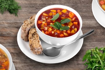 Poster - Tasty fresh home soup in bowl