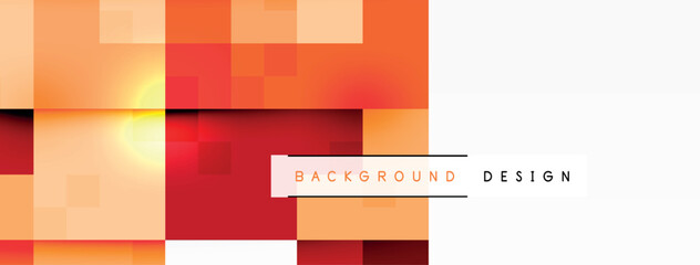 Poster - A colorful facade with squares in shades of orange, amber, and magenta on a white background. The rectangles create a dynamic composition, adding a pop of color to the house