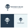 Monkey head logo design vector. Angry Monkey illustration logo concept