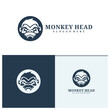 Monkey head logo design vector. Angry Monkey illustration logo concept