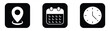 © Vriezel - address, date and time icon. location, calendar and clock icon. vector illustration