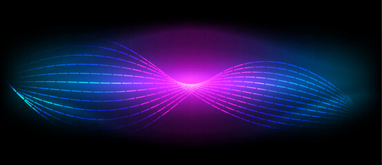 Poster - A mesmerizing display of purple and violet waves illuminated by visual effect lighting on a dark background, creating a stunning visual spectacle reminiscent of automotive lighting