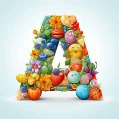 Letter O in floral style. Amazing isolated font.