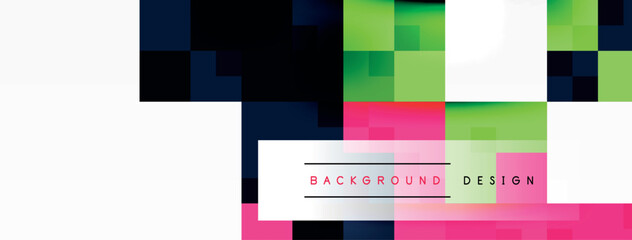 Poster - Colorfulness and patterns come together on a white background with squares in vibrant magenta and electric blue. A dynamic and eyecatching design for art, logos, and more