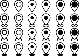 Poster - Set of Map pin place marker icons. Location pin. Premium quality symbols. Vector signs for mobile apps and website. GPS location symbols in trendy Line styles editable stock on transparent background.