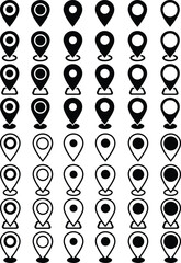 Poster - Set of Map pin place marker icons. Location pin. Premium quality symbols. Vector signs for mobile apps and website. GPS location symbols in trendy flat styles editable stock on transparent background.