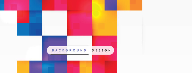 Poster - Vibrant coloring with rectangles of different colors on a white background. Featuring shades of violet, magenta, and electric blue in a parallel pattern, creating a colorful and artistic design