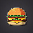 illustration of hamburger and logo smoke and fire with black background for banner boards website food concept 