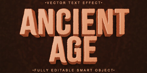 Poster - Cartoon Brown Ancient Age Vector Fully Editable Smart Object Text Effect