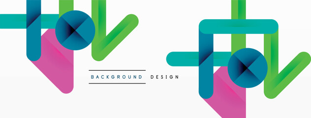 Aufkleber - An electric blue logo featuring a brand number with a magenta pattern surrounded by colorful arrows, circles, and rectangles on a white plastic background