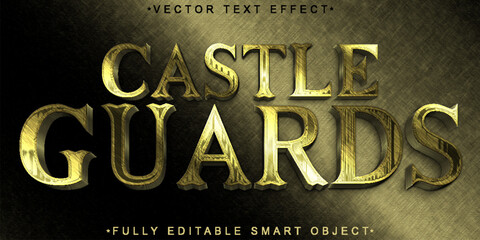 Wall Mural - Worn History Golden Castle Guards Vector Fully Editable Smart Object Text Effect