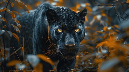 Wall Mural - Black panther in the rainforest