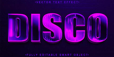 Poster - Purple Shiny Night Club Disco Vector Fully Editable Smart Object Text Effect