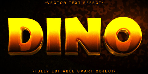 Poster - Cartoon Orange Dino Vector Fully Editable Smart Object Text Effect