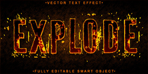 Poster - Orange Worn Explode Vector Fully Editable Smart Object Text Effect
