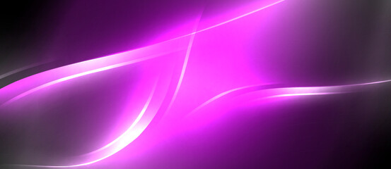 Poster - A vibrant mix of purple, violet, pink, magenta, and electric blue hues create a visually stunning wave on a dark background, resembling automotive and neon lighting effects
