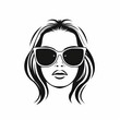 a simple stencil icon of a woman with sunglasses