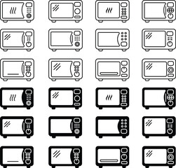 Poster - Set of Home Kitchen appliance icons in trendy flat styles editable stock. Microwave oven icons. Simple microwave oven for templates, web designs and infographics isolated on transparent background.