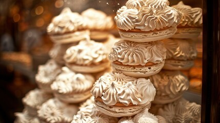 Poster -   White frosted cupcakes in wooden display case