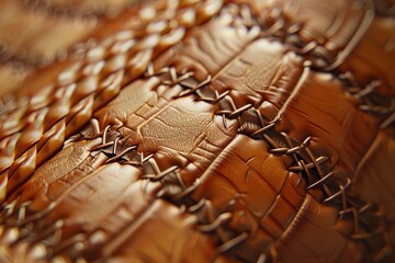 Canvas Print - A close up of a brown leather item with a pattern of dots