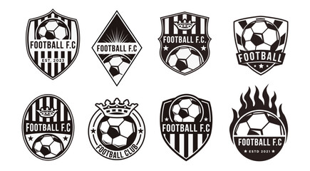 Set of badge emblem Football soccer sport team club logo on white background