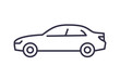 © lovemask - Minimalistic sedan car icon in line art style, vector representation with a clean look. Editable stroke.