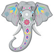 Artistic vector of a decorated elephant in vibrant colors