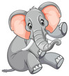 Adorable gray elephant with large pink ears
