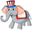 Cartoon elephant dressed in circus-themed costume
