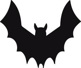Wall Mural -  flying bat. Sticker with black mouse for Halloween decoration. Simple icon with animal. Silhouette of Bat horror flat