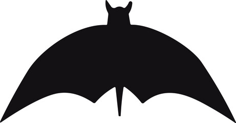 Wall Mural - Bat horror flat. Sticker with black mouse for Halloween decoration. Simple icon with animal. Silhouette of flying bat
