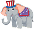 Cartoon elephant dressed in American-themed outfit