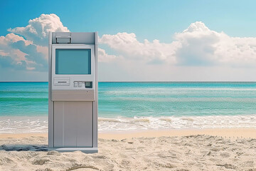 ATM, deposit machine on the ocean. business and technology