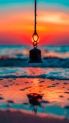 Wall Mural - A bell is hanging from a rope in the ocean
