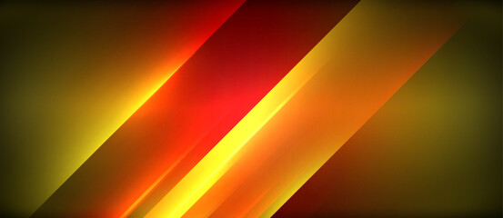 Aufkleber - A vibrant color scheme of red and yellow stripes set against a sleek black background creates a bold and eyecatching design reminiscent of automotive lighting and electric blue tones
