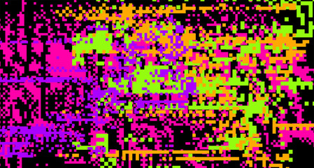 Poster - Abstract neon colorful background with pixel glitches.