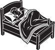 Man sleeping in the bed. illustration 